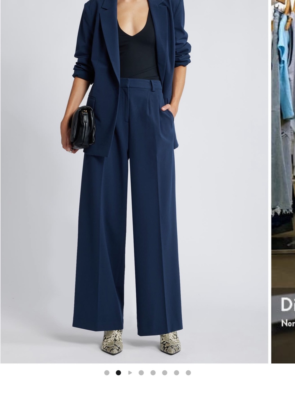 Open Edit High Rise Wide Leg Trouser in Beige Size 8(navy is just to show the fi